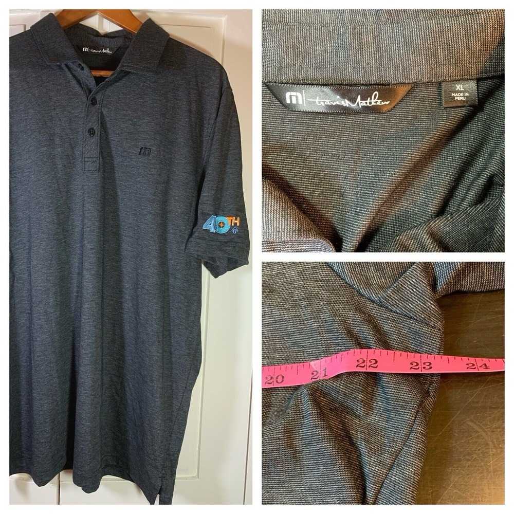 Travis Mathew Polo Shirt Mens XL Golf Pima Gray‎ Embroidered Preppy Casual Club